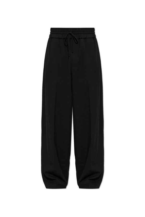 Ami Alexandre Mattiussi Black Wool Straight-Leg Trousers | Men's